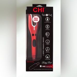 CHI Spin N Curl Ceramic Rotating Curler - Ruby Red